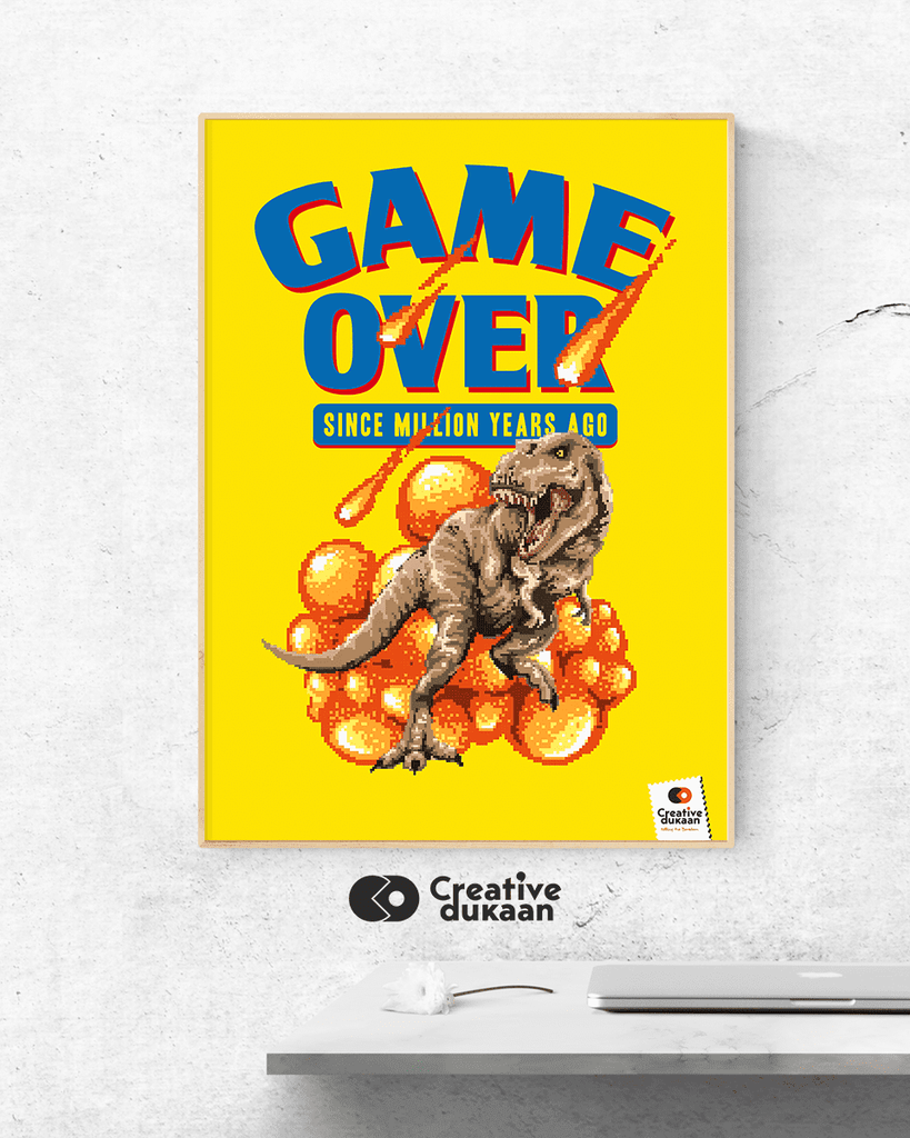Creative Dino game Wall Poster with tagline "Game Over" - Creative Dukaan
