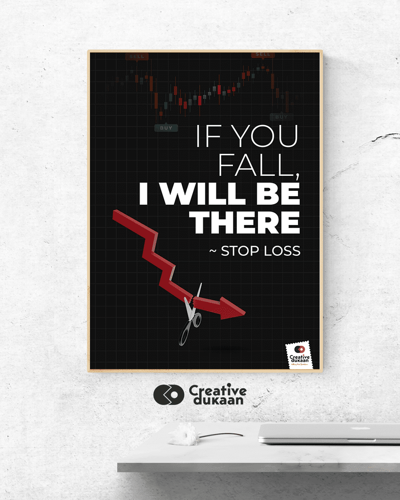 Black Background Creative Wall Poster with Tagline " If You Fall I will Be There" - Creative Dukaan