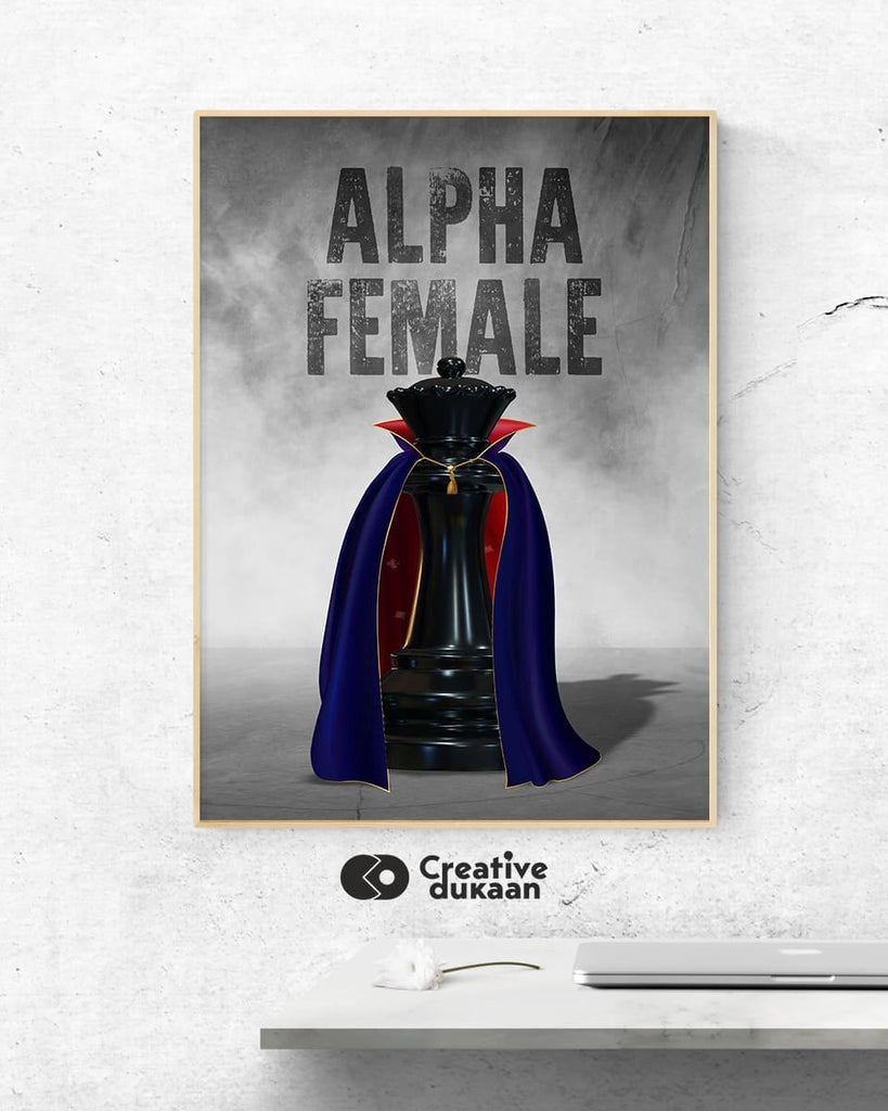 Alpha Female Grey and Black Poster - Creative Dukaan