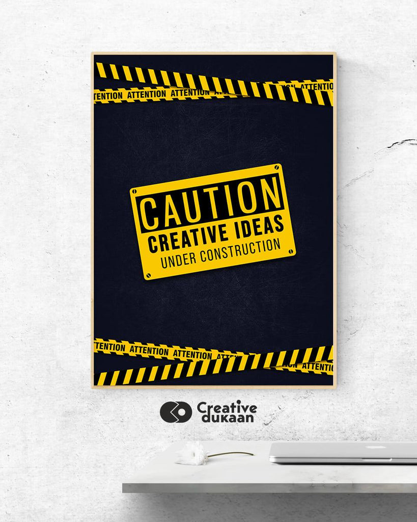 Creative Ideas under construction Black and Yellow Poster - Creative Dukaan