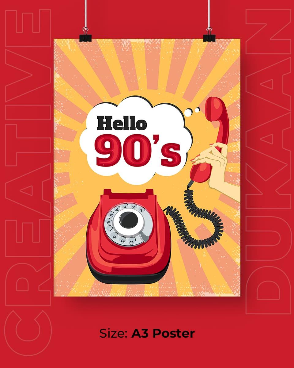 Hello 90's Red and Orange Poster: A Nostalgic Tribute to a Colorful Era ...