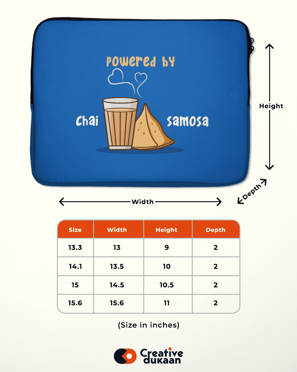 Shop Cool Laptop Sleeves with Text "Chai Samosa" Creative Dukaan