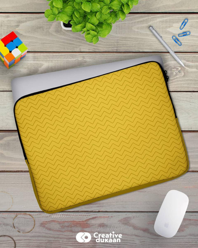 Yellow Zigzags Beautiful Laptop Sleeve Bag - Creative Dukaan